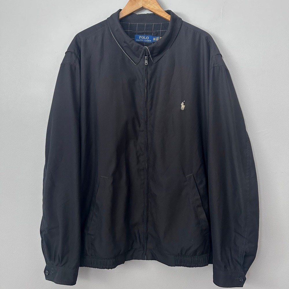 Polo Ralph Lauren Harrington Jacket Mens 3XLT Black Plaid Lined Full Zip Pony